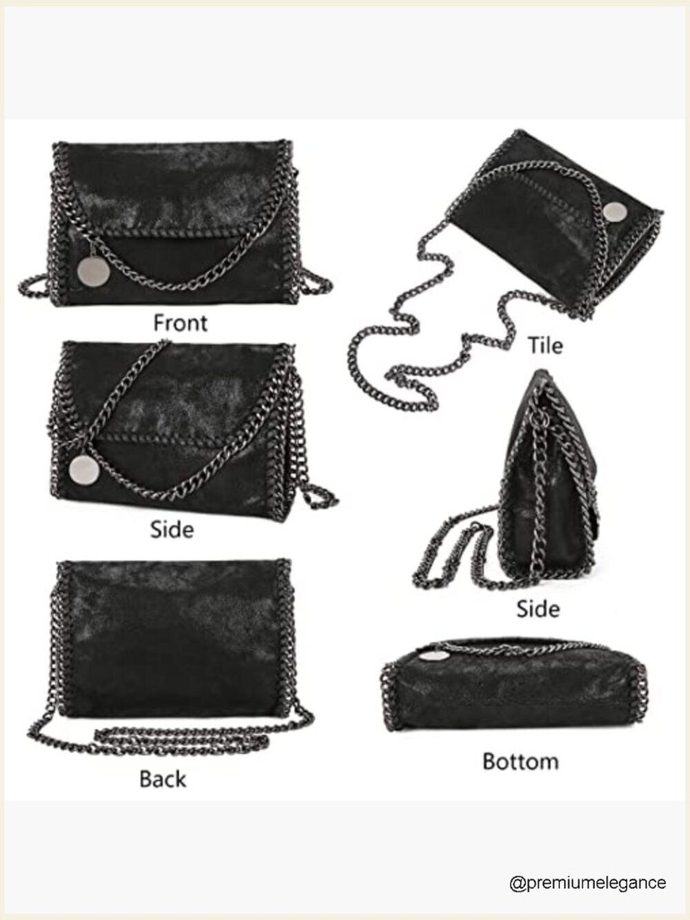 Retractable Chain Crossbody Clutch Purse PU Leather Shoulder Bag - Picture 4 of 7